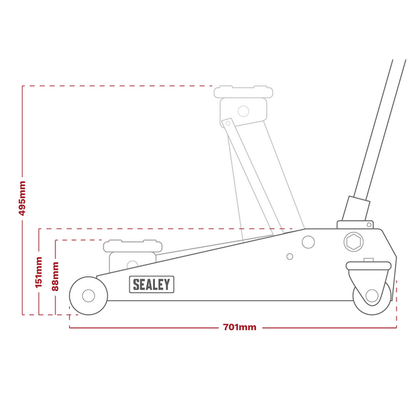 Sealey Premier Low Profile with Rocket Lift Trolley Jack 2.5T