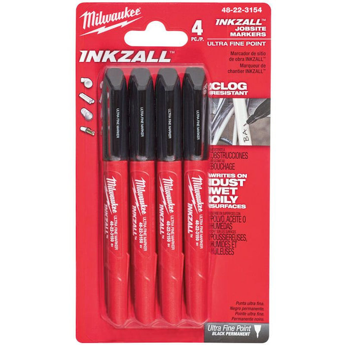 MILWAUKEE INKZALL 4PC BLACK FINE TIP MARK
