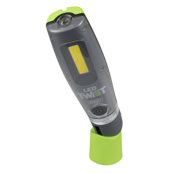Sealey LED Twist Rechargeable Inspection Light 8W COB & 1W SMD LED1001G - Green