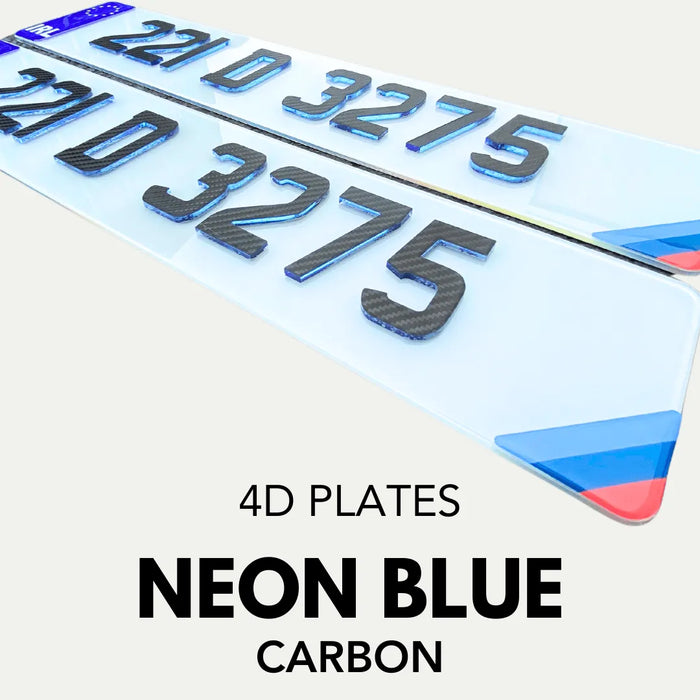 4D NEON BLUE NUMBER PLATES