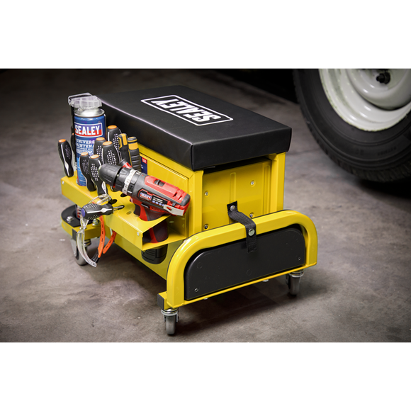 Sealey Mechanic's Utility Seat & Toolbox - Yellow