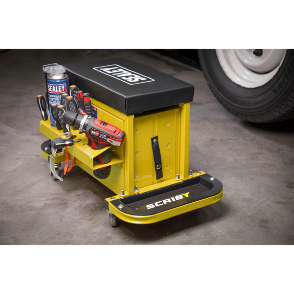 Sealey Mechanic's Utility Seat & Toolbox - Yellow