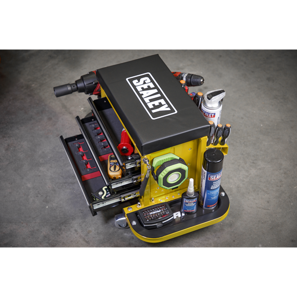 Sealey Mechanic's Utility Seat & Toolbox - Yellow