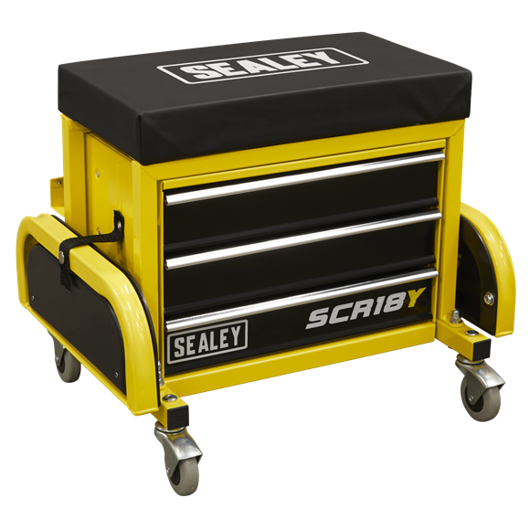 Sealey Mechanic's Utility Seat & Toolbox - Yellow