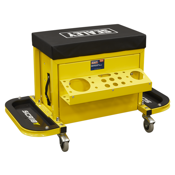 Sealey Mechanic's Utility Seat & Toolbox - Yellow