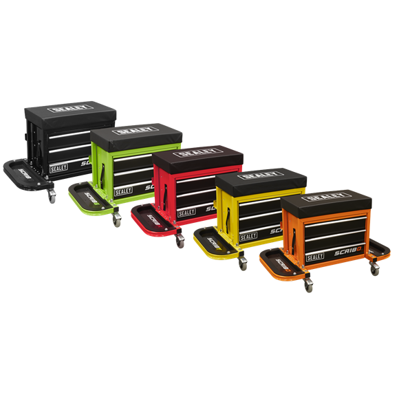 Sealey Mechanic's Utility Seat & Toolbox - Yellow