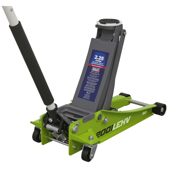Sealey 2.25tonne Low Entry Trolley Jack with Rocket Lift - Hi-Vis Green 2001LEHV
