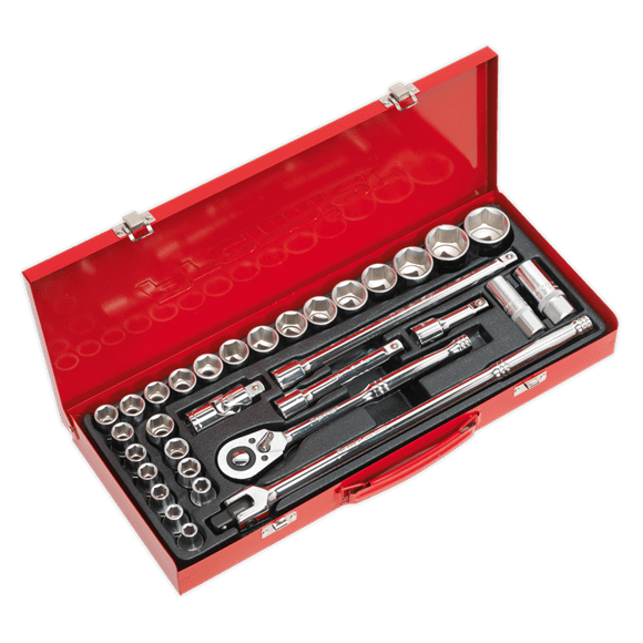 Sealey 32pc 1/2"Sq Drive Socket Set - Metric/Imperial AK693