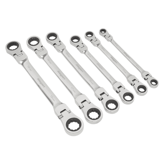 Sealey Flexi-Head Double End Ratchet Ring Spanner Set S0806