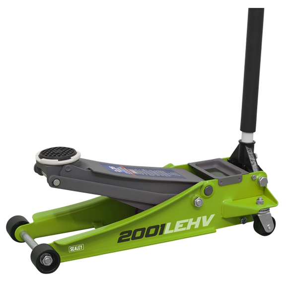 Sealey 2.25tonne Low Entry Trolley Jack with Rocket Lift - Hi-Vis Green 2001LEHV
