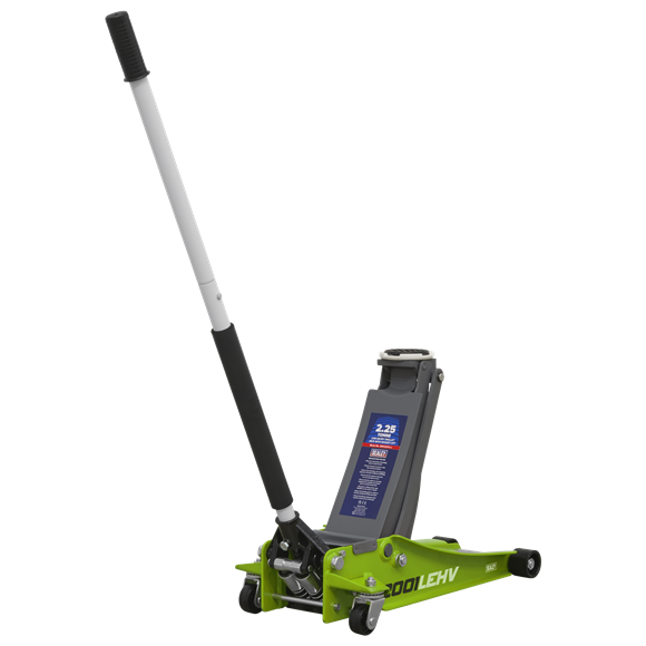 Sealey 2.25tonne Low Entry Trolley Jack with Rocket Lift - Hi-Vis Green 2001LEHV