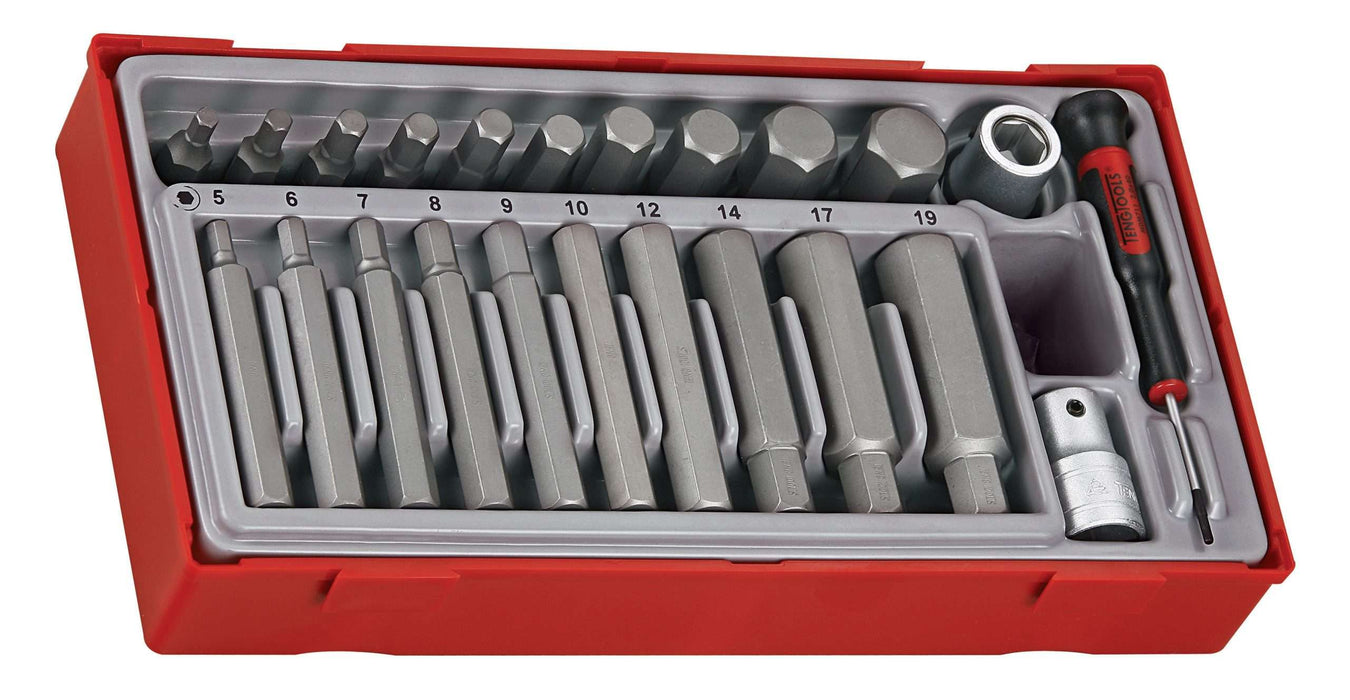 Teng Tools TTHEX23 23 Piece 1/2" Drive Regular & Long Hex Bit Socket Set
