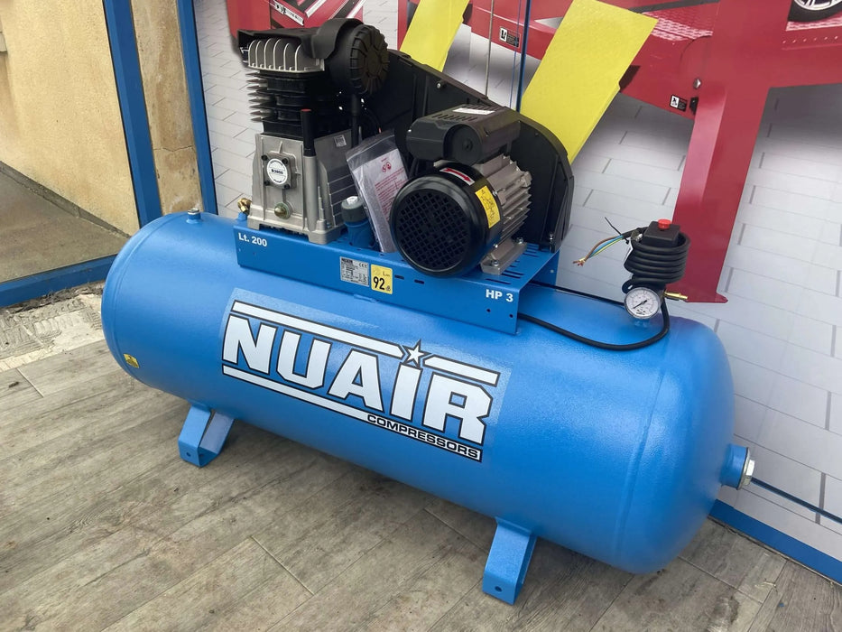 Nuair 3Hp 200 Litre 220V Stationary Air Compressor B3800c-200