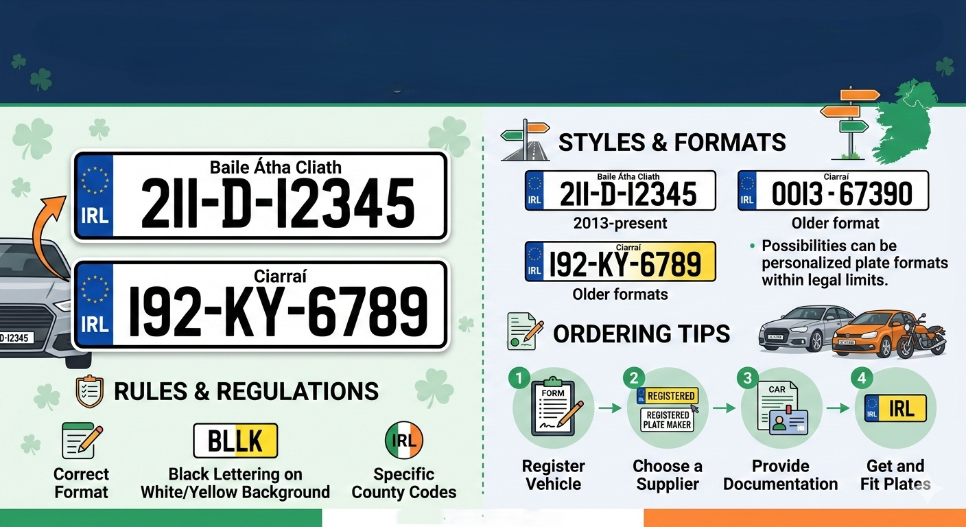 Complete Guide to Number Plates in Ireland: Rules, Styles & Ordering Tips