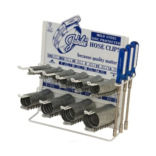 100pcs Jubilee Hose Clips with Dispenser Rack Stand and 3 Flexible Dri ...