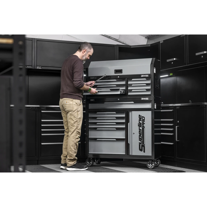 Sealey Rollcab & Topchest Stack 12 Drawer & Cupboard – Grey AP1080GR