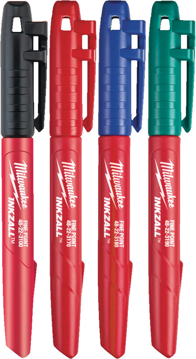 MILWAUKEE FINE TIP COLOUR MARKER SET: BLACK, RED, BLUE AND GREEN -4 PCS
