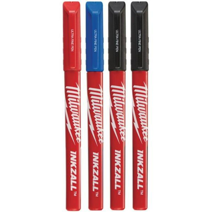Milwaukee INKZALL Fine Tip Colour Pens - 4pc