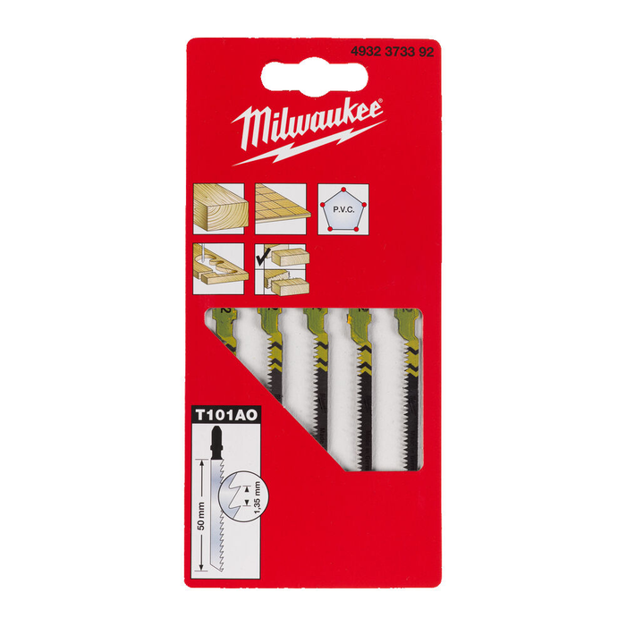Milwaukee Jigsaw Blade 50mm x 1.35mm T101 AO - 5 pc