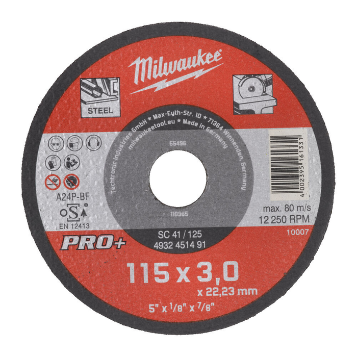 MILWAUKEE METAL CUTTING DISC PRO+ SC41 / 115 MM X 3 MM -1 PC