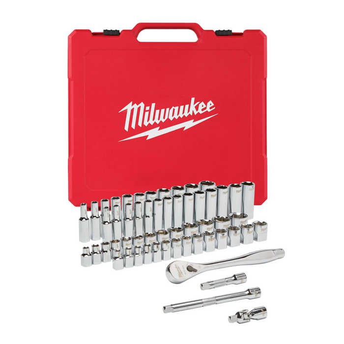 MILWAUKEE 3/8? DRIVE RATCHET & SOCKET SET METRIC IMPERIAL -56 PCS