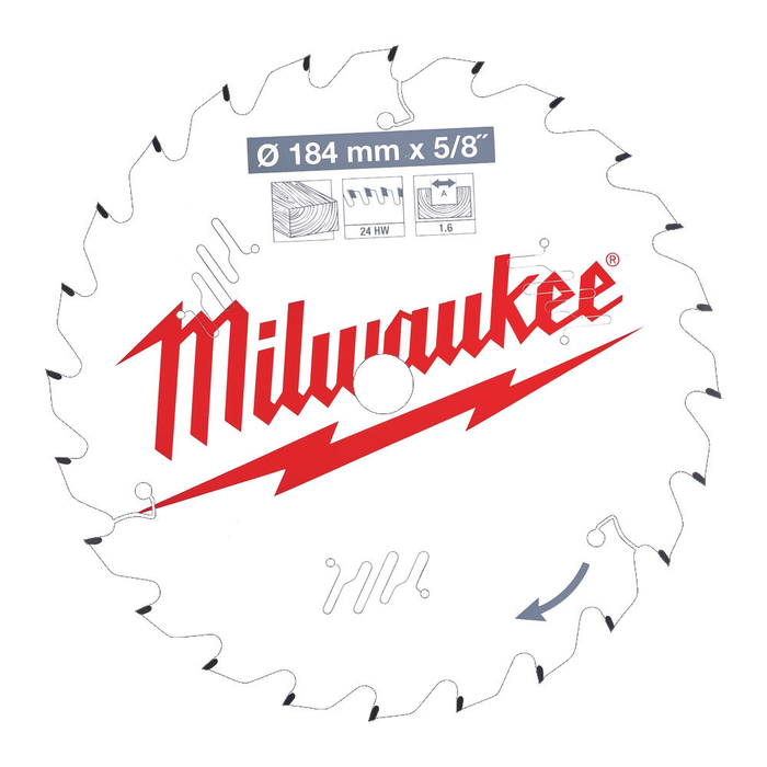 MILWAUKEE CIRCULAR SAW BLADE P W 184 X5/8 X1.6 X24 ATB -1 PC