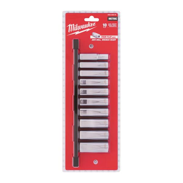 Milwaukee 10pc 3/8 Drive Metric Deep Chrome Sockets