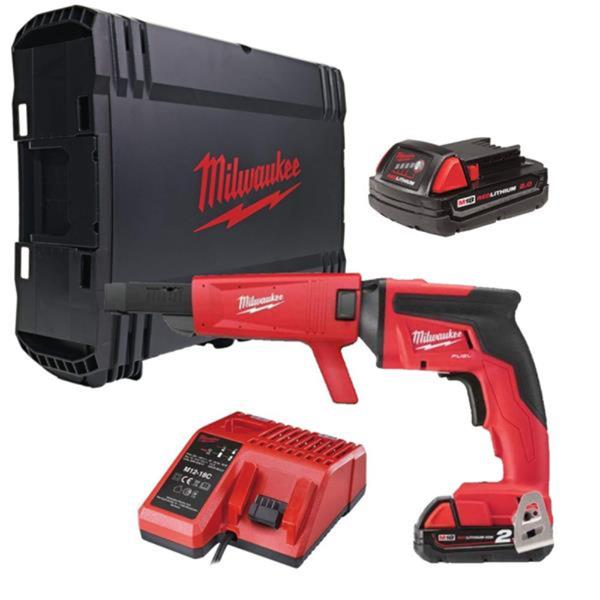 Milwaukee M18 FUEL? Drywall Screwgun with Collated Attachment (2 x 2.0 Ah batteries, charger, HD Box)