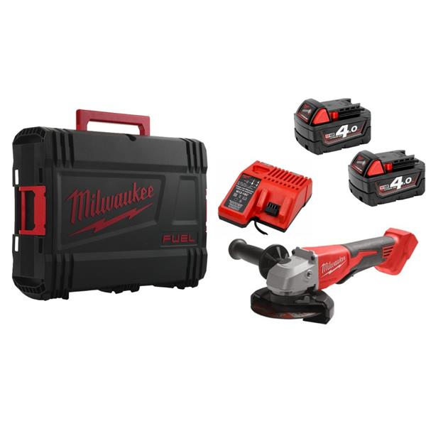 MILWAUKEE M18 BLSAG115 XPD-402 X BRUSHLESS 115 MM ANGLE GRINDER WITH PADDLE SWITCH (2 X 4.0 AH BATTERIES CHARGER IN HD BOX)