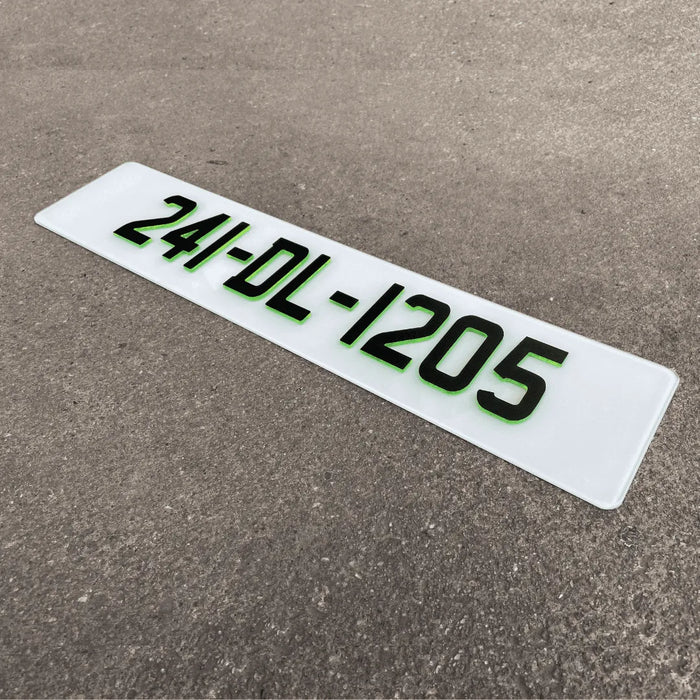 4D Neon Green Black Number Plates