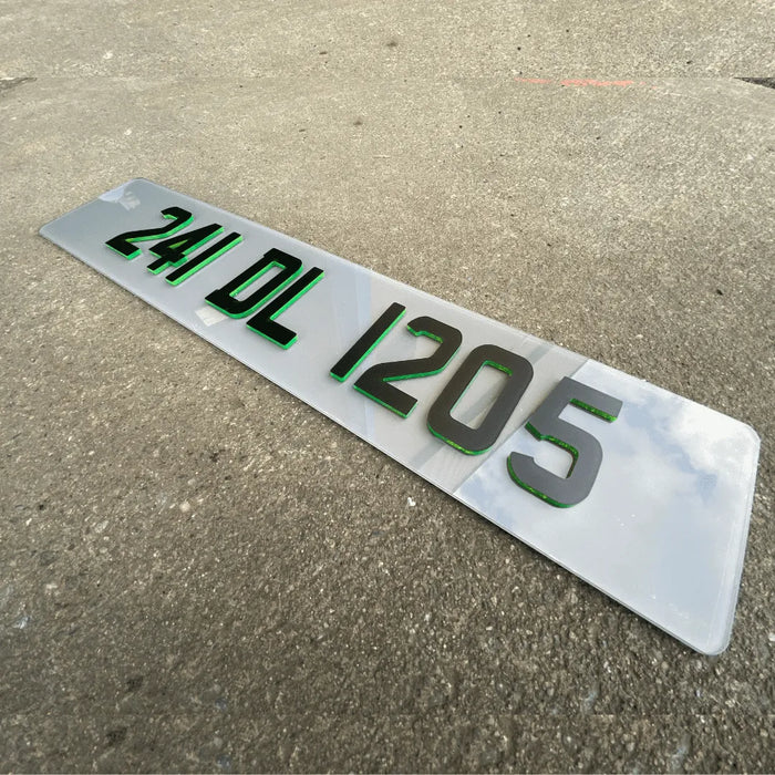 4D Neon Green Black Number Plates