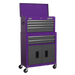 Topchest &#038; Rollcab Combination 6 Drawer with Ball-Bearing Slides &#8211; Purple/Grey &#038; 128pc Tool Kit