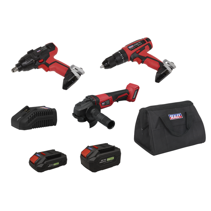 Sealey 3 x SV20 Series Cordless Power Tool Kit 20V - 2 Batteries CPKIT