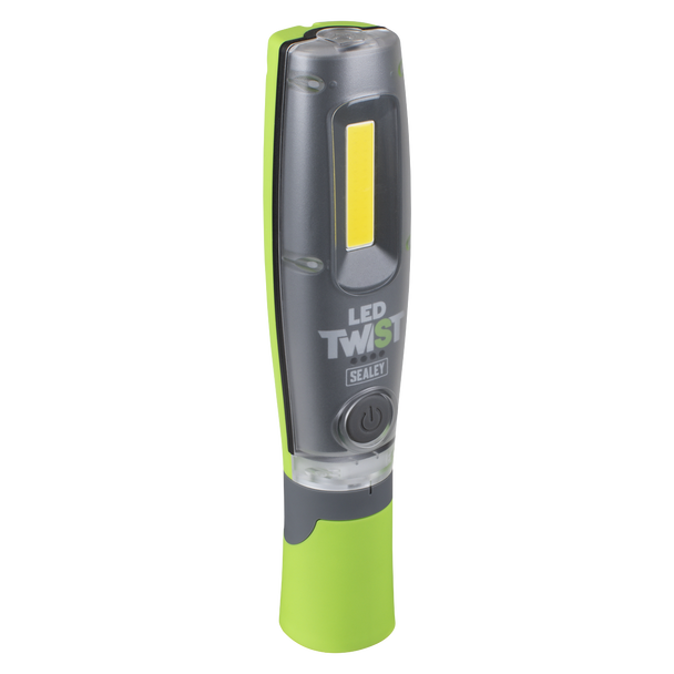 Sealey LED Twist Rechargeable Inspection Light 8W COB & 1W SMD LED1001G - Green