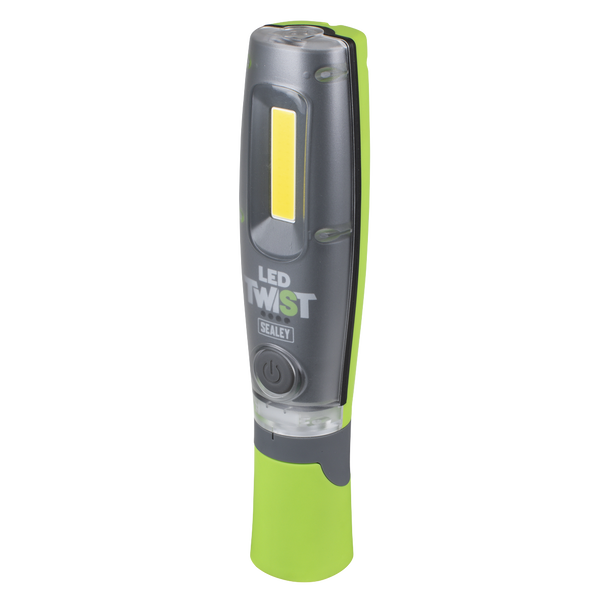 Sealey LED Twist Rechargeable Inspection Light 8W COB & 1W SMD LED1001G - Green