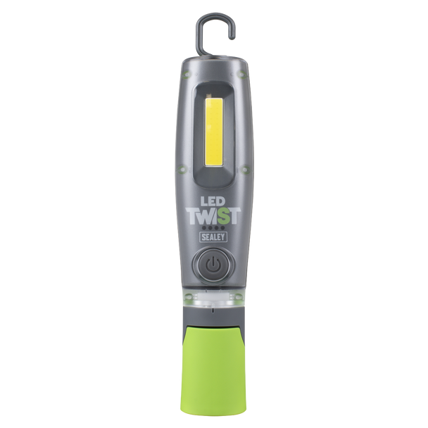 Sealey LED Twist Rechargeable Inspection Light 8W COB & 1W SMD LED1001G - Green