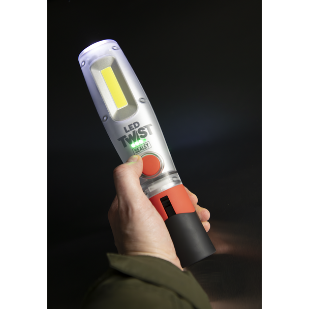 Sealey LED Twist Rechargeable Inspection Light 8W COB & 1W SMD LED1001