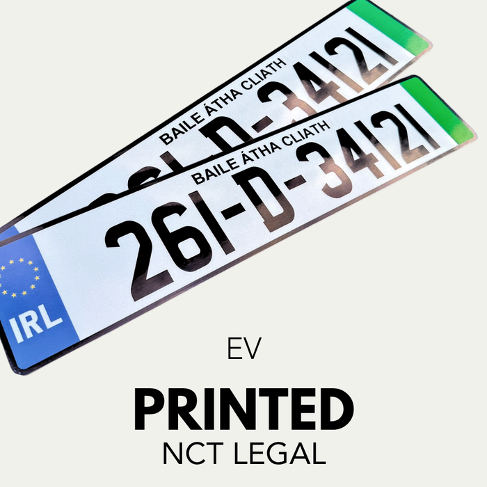 Green EV NCT Printed Number Plates