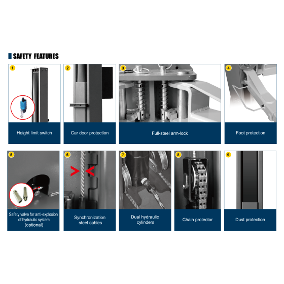 TCE 4 Ton Floor Plate Two Post Car Lift QJY240CA-S - Manual Locks
