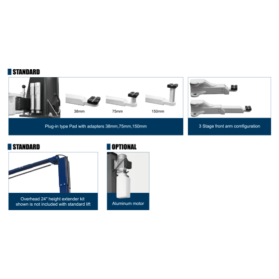 TCE 5 Ton Clear Floor Heavy Duty Car Lift QJY250D-E